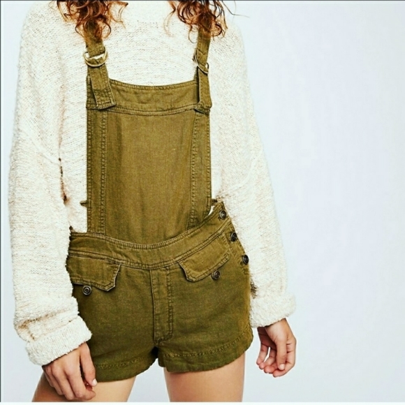Free People Pants - NWT Free People Army Green Expedition Overalls XS